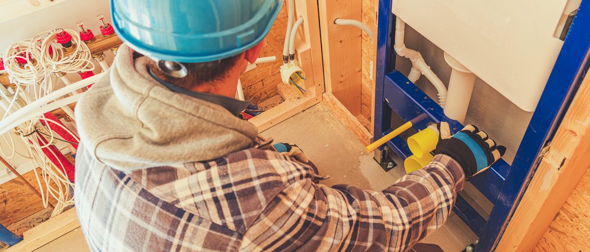 Plumbing system being installed in a new construction